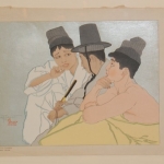paul jacoulet, three koreans 1935  19 x 25