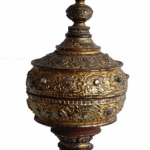 19c burmese lacquer covered offering vessel